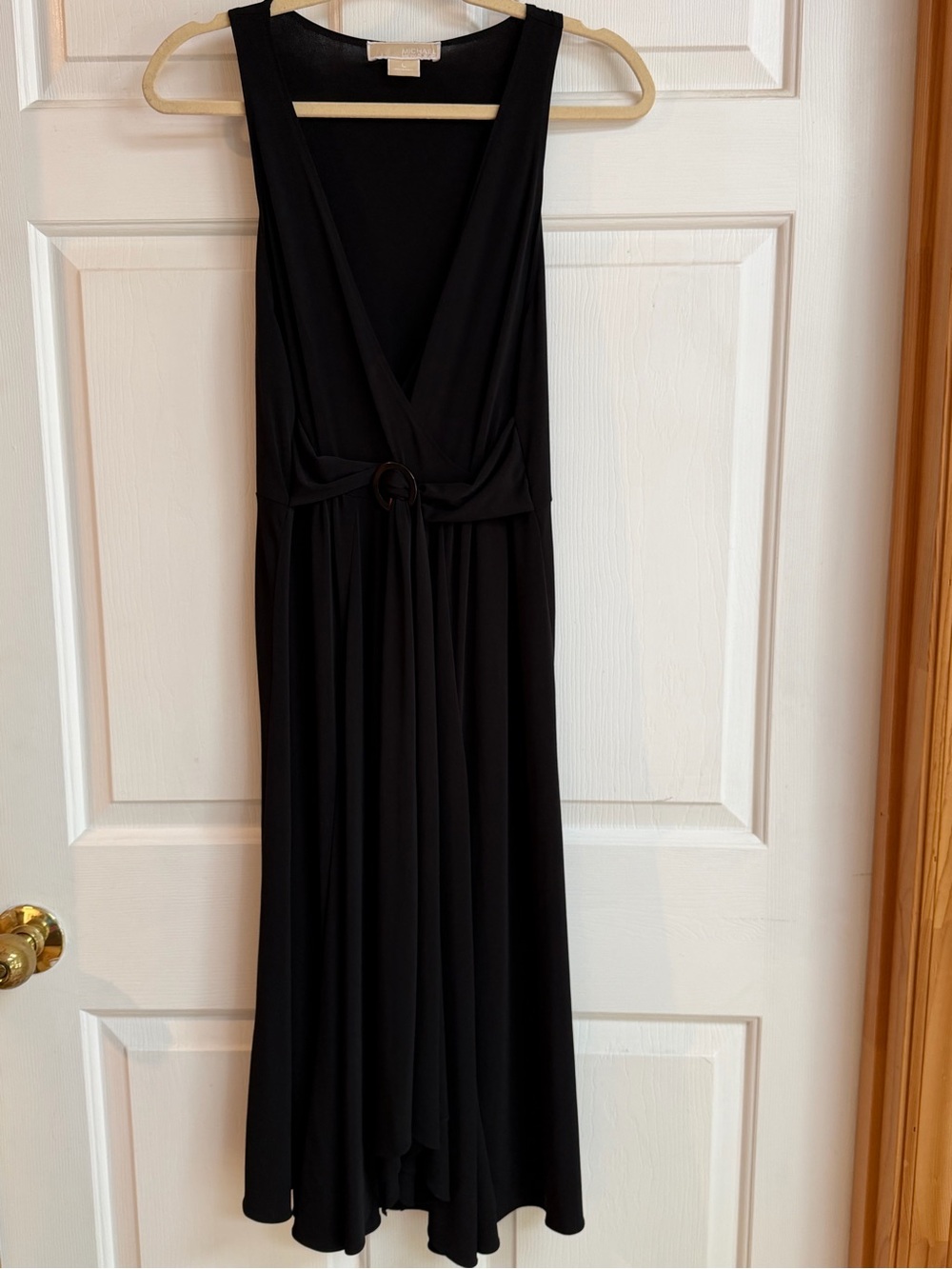 Michael Kors Black Sleeveless V-Neck Maxi Dress with Belt